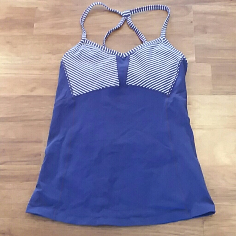 Athleta purple striped workout tank top medium